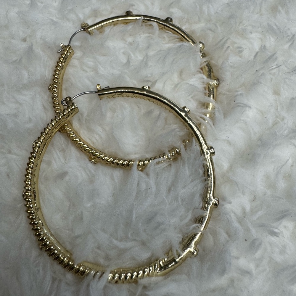 Gold Textured Fashion Hoop Earrings